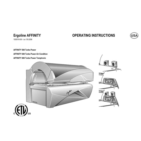 Ergoline Affinity 500 Turbo Power Tanning Bed Manual User Manual Sun Tanning Store