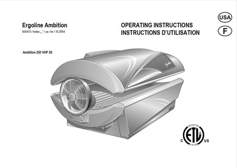 Ergoline Ambition 250 VHP20 Tanning Bed Manual User Manual Sun Tanning Store