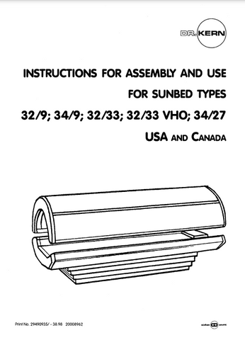 DR. KERN 32-33 VHO Tanning Bed Manual