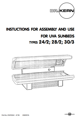 DR. KERN 28-2 Tanning Bed Manual