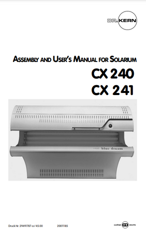 DR. KERN CX241 Tanning Bed Manual