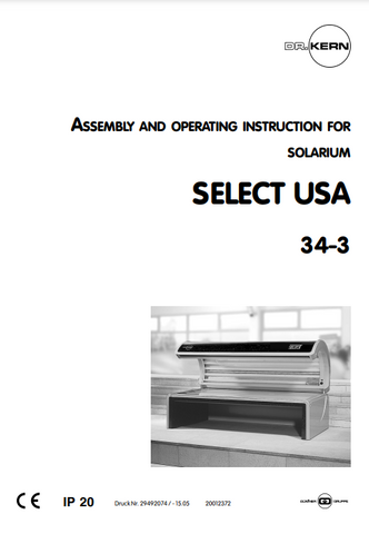 DR. KERN Solarium Select 34-3 Tanning Bed Manual