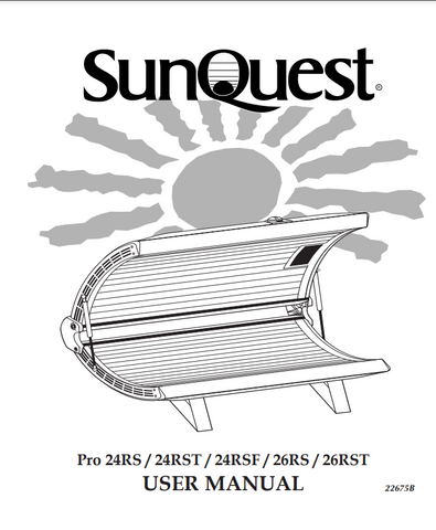 Sunquest 26RST Tanning Bed Manual