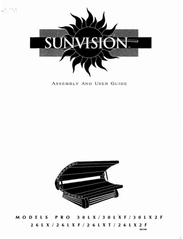 SUNVISION PRO 30LX, 30LXF, 30LX2F, 26LX, 26LXF, 26LXT, AND 26LX2F MANUAL