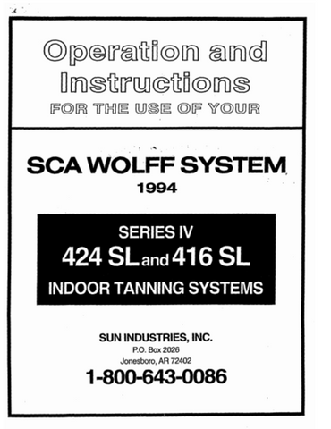 SCA WOLFF SERIES IV 424 SL AND 416 SL MANUAL