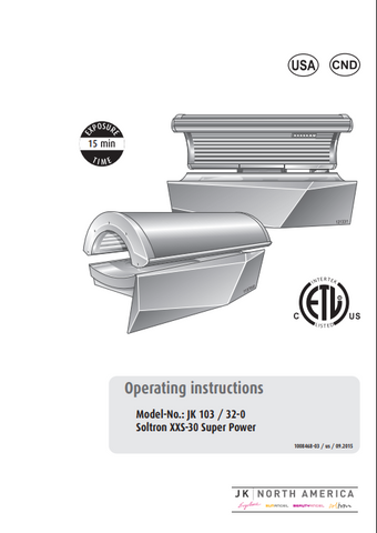 Soltron XXS-30 Super Power Tanning Bed Manual