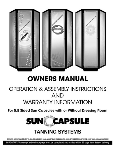 Sun Capsule Super Sonic 54 Lamp 220W VHR HP Tanning Bed Manual