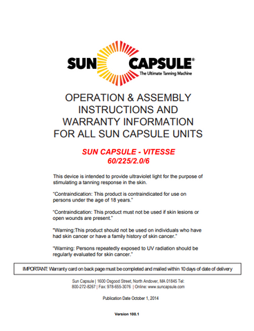 Sun Capsule Vitesse Tanning bed Manual