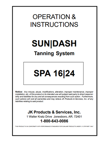 SUNDASH SPA 16 AND 24 MANUAL