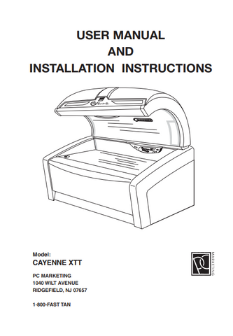UWE Cayenne XTT Tanning Bed Manual