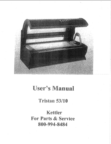 Kettler Tristan 53/10 Tanning Bed Manual